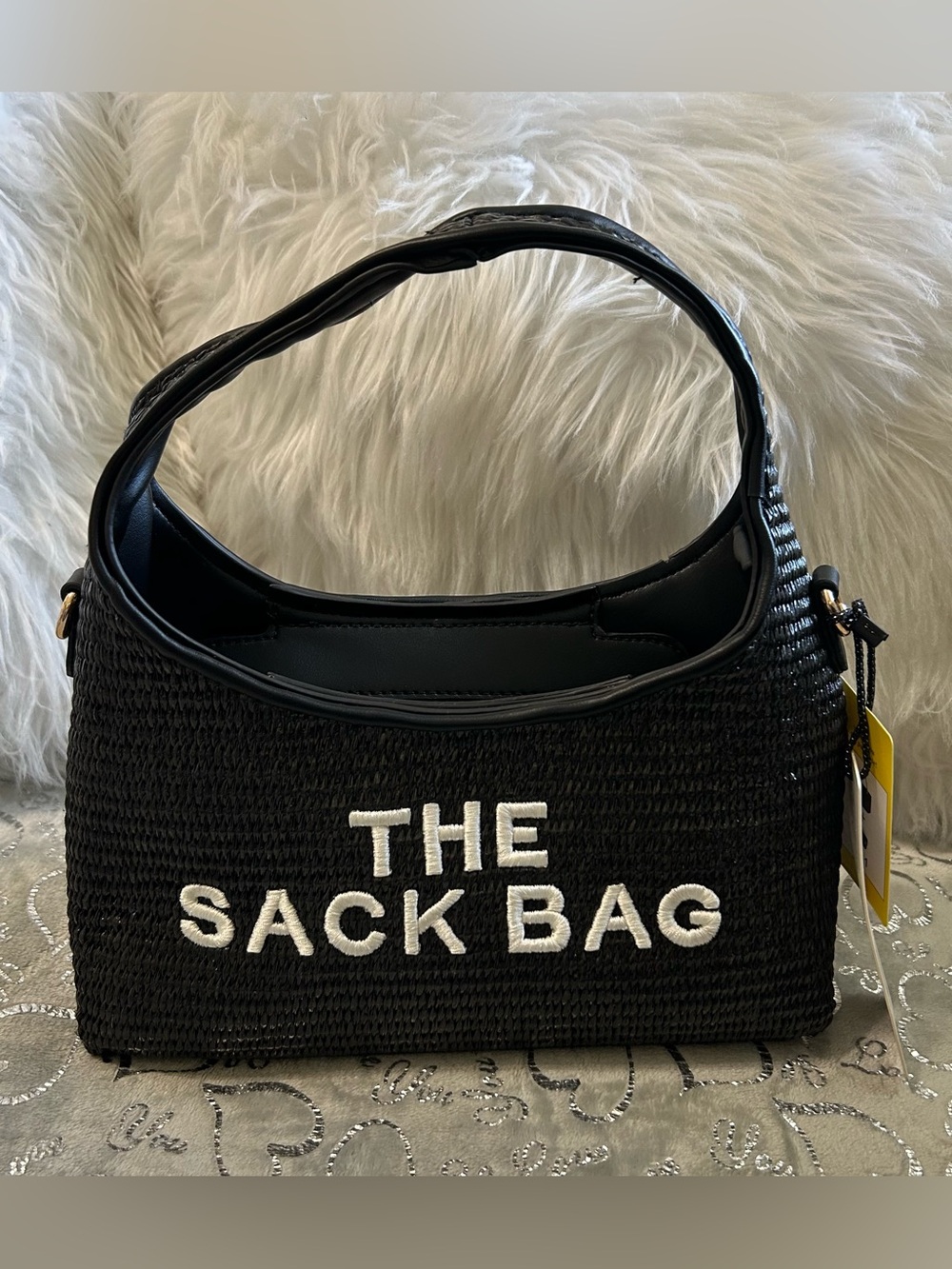 NWT Classic Fashion Collection Mini Black 'The Sack' Woven Shoulder Bag & Wallet - Picture 2 of 7